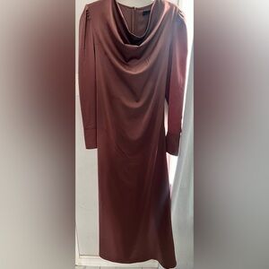 Maroon color satin maxi dress